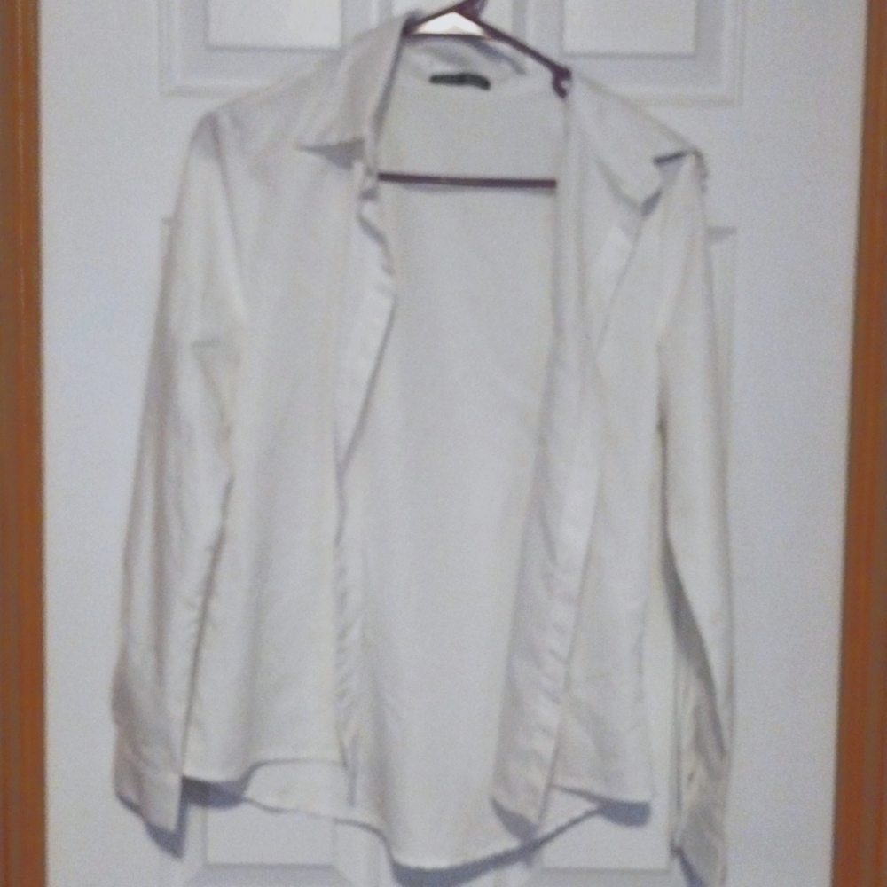 SHIEN Causal White Pocket Front Button Down Blouse